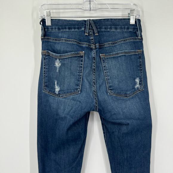 Good American Good Legs High Rise Jeans Raw Hem Leopard Print Pocket - Picture 7 of 8